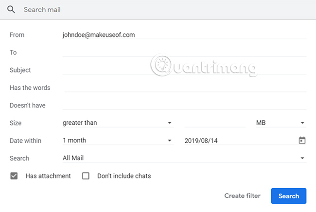 Cách tìm email với file đính kèm trong Gmail