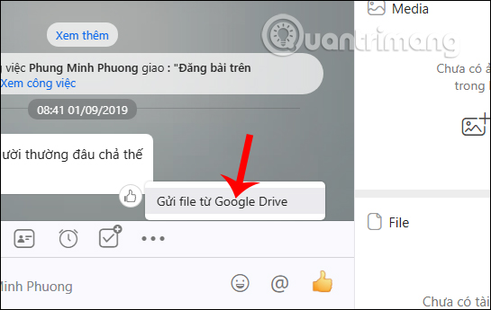 Cách gửi file từ Google Drive trên Zalo điện thoại, máy tính