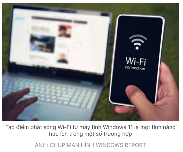 Biến máy tính Windows 11 thành điểm phát sóng Wi-Fi