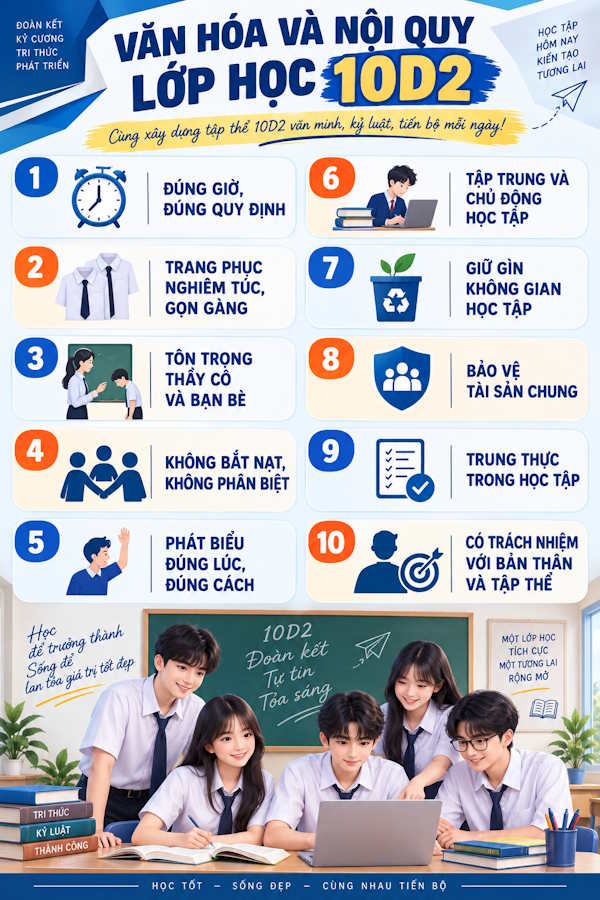 Prompt tạo poster nội quy lớp học các cấp