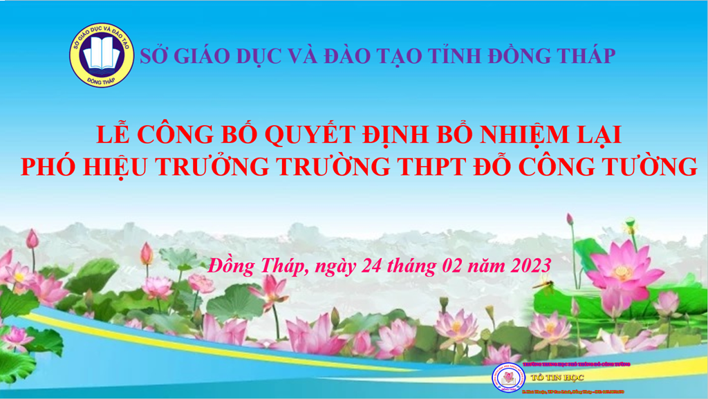 LỄ CÔNG BỐ QUYẾT ĐỊNH BỔ NHIỆM LẠI PHÓ HIỆU TRƯỞNG TRƯỜNG THPT ĐỖ CÔNG TƯỜNG